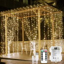 イルミネーションライト led カーテンライト フェアリーライト リモコン付き ストリングライト 電球色 【usb式・電池式 2WAY給電/タイム設定可/8種点灯モード/明るさ無段階調整/長さ3m×幅3m】 防水防雨 屋内・屋外兼用 ロマンチック雰囲気(3)