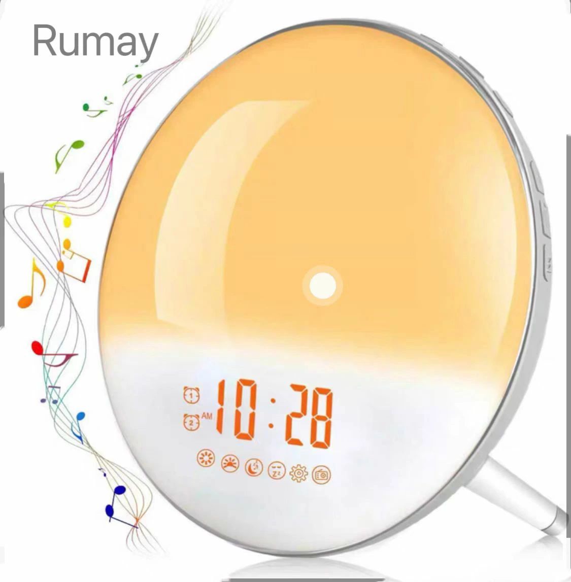 【日出/日没再現】光 目覚まし時計 目覚ましライト ダブルアラーム 20段階調光 16段階音量調整 多機能 ..