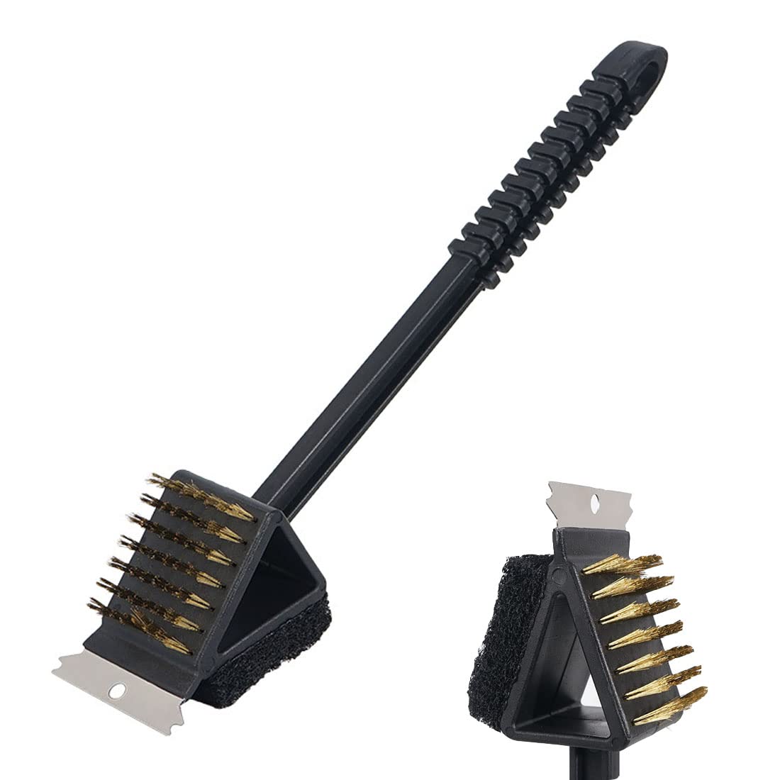 クリーニングブラシ 2本セット ロングハンドル ステンレス鋼 銅線ブラシ 3in1ブラシ 防錆耐久性 グリル..