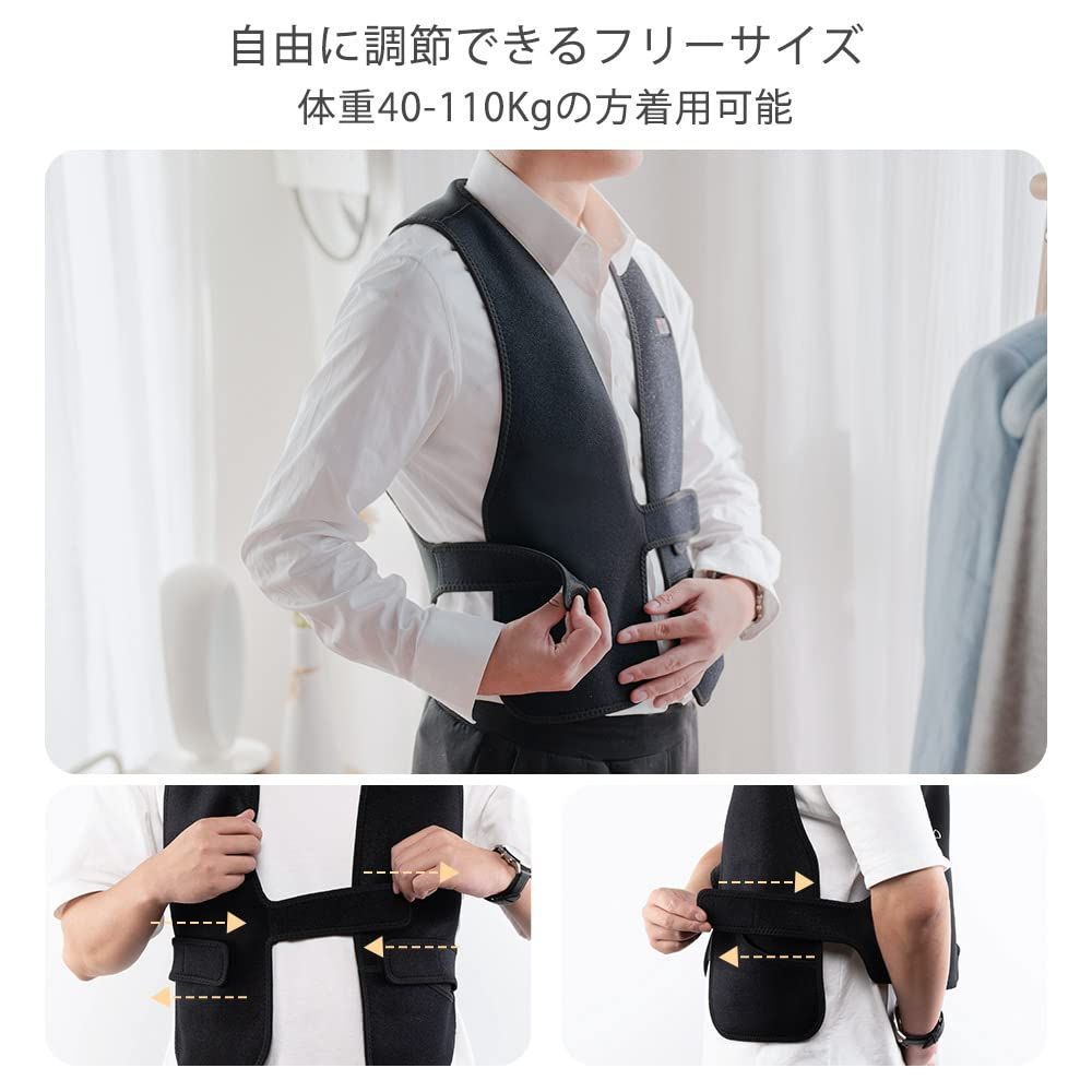 電熱ベスト 電熱 ベスト 加熱ベスト:ヒーター ジャケット インナー ヒーターベスト 服 USB式給電 洗濯可 急速発熱 3段階温度調節 超軽量 防寒着 作業着 メンズ レディース フリーサイズ