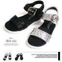 【送料無料】韓国子供服 バックストラップ スパンコールサンダル 18cm~23cm 靴 シューズ 子供服 男の子 女の子 キッズ ジュニア 韓国こども服 韓国ファッション