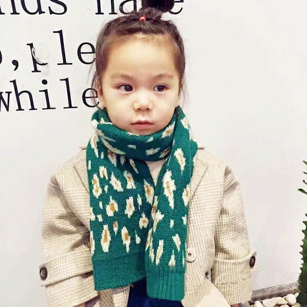 【送料無料】韓国子供服キッズマフラーレオパード柄ロングマフラーニットマフラー女の子子供服ヒョウ柄リブニットストール防寒ガールズ女児ジュニアこども服韓国ファッション