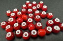 中古品 赤ビーズ ホワイトハーツビーズ (中・単品売り) ※1個の価格になります。一粒一粒個体差はございます。