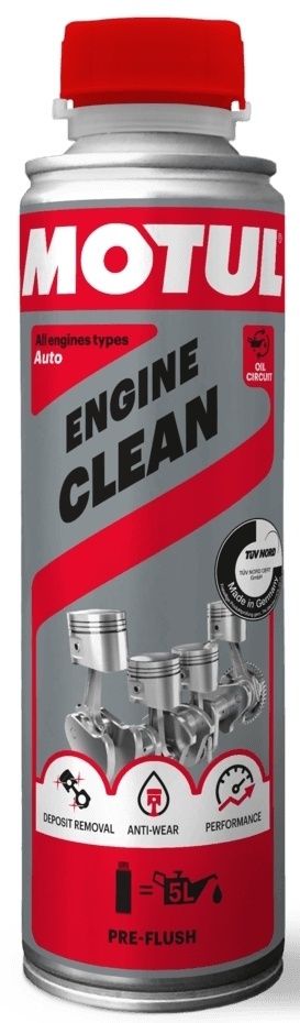 用途 添加剤 製品ジャンル ADDITIVES AP Motul Engine Clean（モチュール エンジン クリーン） は、オイル交換前にエンジンに添加するフラッシング剤（エンジン内部洗浄剤）です。自然吸気またはターボ車、触媒の有無を問わず、あらゆる種類の燃料を使用するすべてのガソリンエンジンおよびディープルエンジンで使用できるように設計されています。 エンジン内部に発生したスラッジ（スラッジ・沈殿物）や詰まりを効果的に洗浄し、浮き出た微粒子はオイル抜取り時に一緒に排出されます。また、洗浄処理中も優れた潤滑性を確保し、エンジンを守ります。