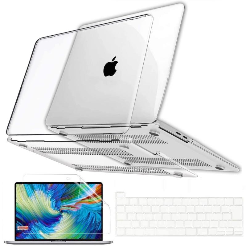 GVTECH For MacBook クリスタルクリアケース、MacBook と互換性のあるプラスチック製ハードシェルとキ..