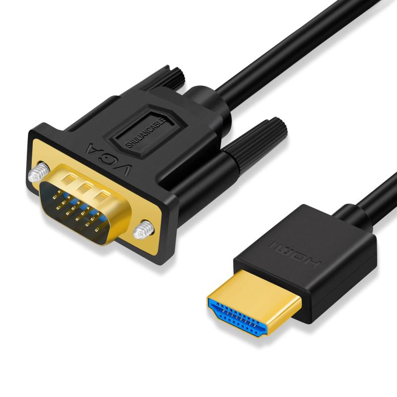 SHULIANCABLE HDMI VGA 変換ケーブル, 1080p@60Hz HDMI オス to VGA オス ラップトップ, PC, モニター, プロジェクター, HDTV, Xboxな..