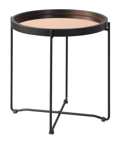 天板を外して壁掛けミラーに【ラウンド トレーテーブル S ゴールド CIR-501MR】サイドテーブル ナイトテーブル