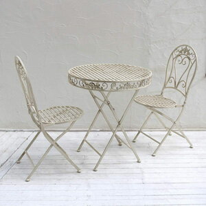 おしゃれなガーデンテーブルセット ◆送料無料◆ 【ブランティーク ホワイトアイアンテーブル70&チェア 3点セット SPL-6628-3P】 アンティークテーブ...