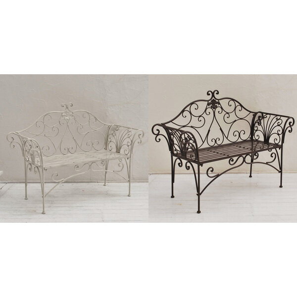 ブランティーク ホワイトアイアンベンチ136 SPL-8574 【送料無料】[ガーデンベンチ ガーデニングベンチ ベンチチェア チェアベンチ 屋外ベンチ 2人掛...