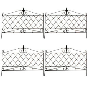 アイアンフェンス945 4枚組 JF092599 ◆送料無料◆［ガーデンフェンス ガーデニングフェンス ローフェンス ミニフェンス ブラック 黒 ミニトレリス アンティーク調］