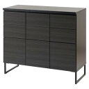◆送料無料・日本製◆【スタイリッシュブラック スクエアキャビネット 引出しタイプ 幅106cm st-0004】 収納棚 収納ラック シェルフ リビングラック ...