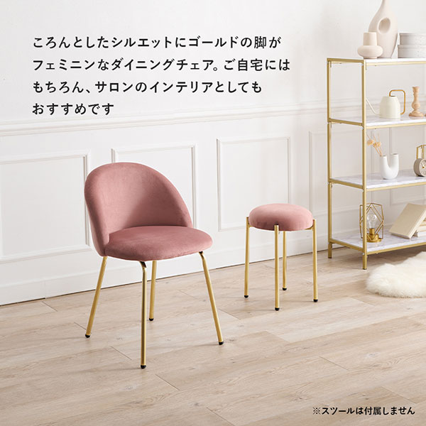 【送料無料】ダイニングチェアー【チェア LC-4764】かわいい おしゃれ シンプル 椅子 いす サロン ベロア風生地 [2]