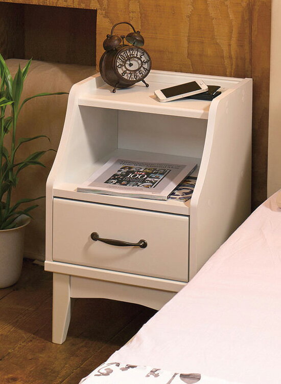 ナイトテーブル レトロア RTA-6040H の 通販 【送料無料】 ［サイドチェスト 可愛い 白家具 ナイトテーブル コンパクト コンセント付き カントリー風 サイドテーブル ホワイト］