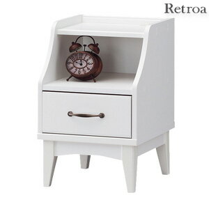 ナイトテーブル レトロア RTA-6040H の 通販 【送料無料】 ［サイドチェスト 可愛い 白家具 ナイトテーブル コンパクト コンセント付き カントリー風 サイドテーブル ホワイト］