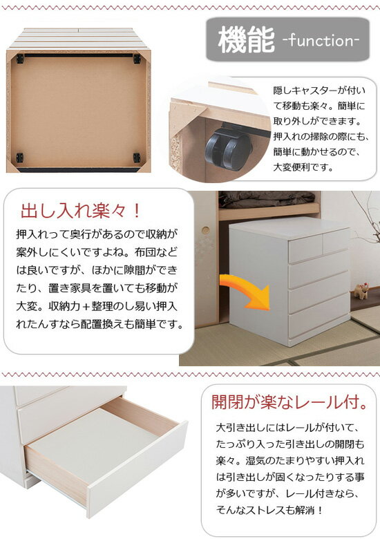 Souther 日本製 押入れチェスト 幅75 4段 隠しキャスター付き sa-0025 の 通販 【...