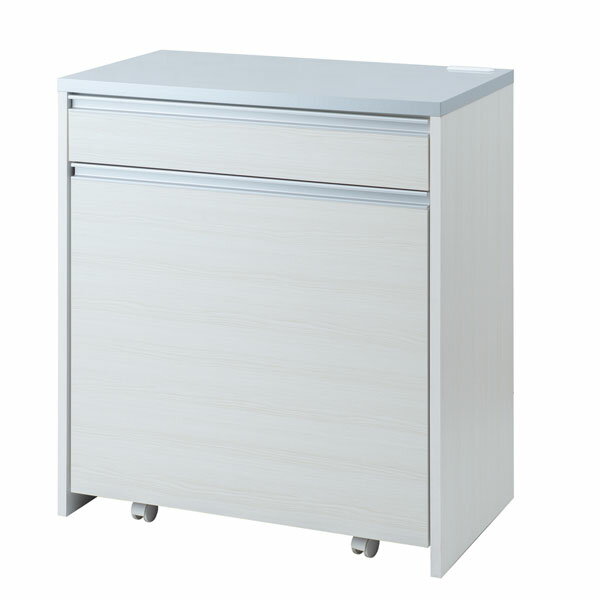 乐天商城 - キッチンカウンターダストボックス2分別 【送料無料・完成品】【MOCA 幅80.5 カウンターダスト ホワイトウォッシュ ir-0012】 幅80 奥行45 高さ87 2分別ごみ箱 引き出し収納付