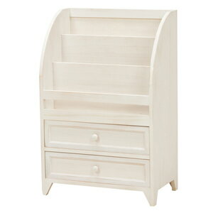 木製マガジンラック スリム 【送料無料】【マガジンラック アンティークホワイト MCC-6188AW】［プリンセス家具 おしゃれ かわいい フレンチ 白 引き出し］