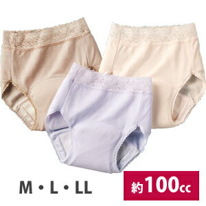 女性用吸水ショーツ 軽失禁用パンツ3枚セット 【爽やかたっぷり吸収ショーツ3色組 M〜LL】 尿モレパンツ 尿漏れショーツ 婦人用 介護 レディース