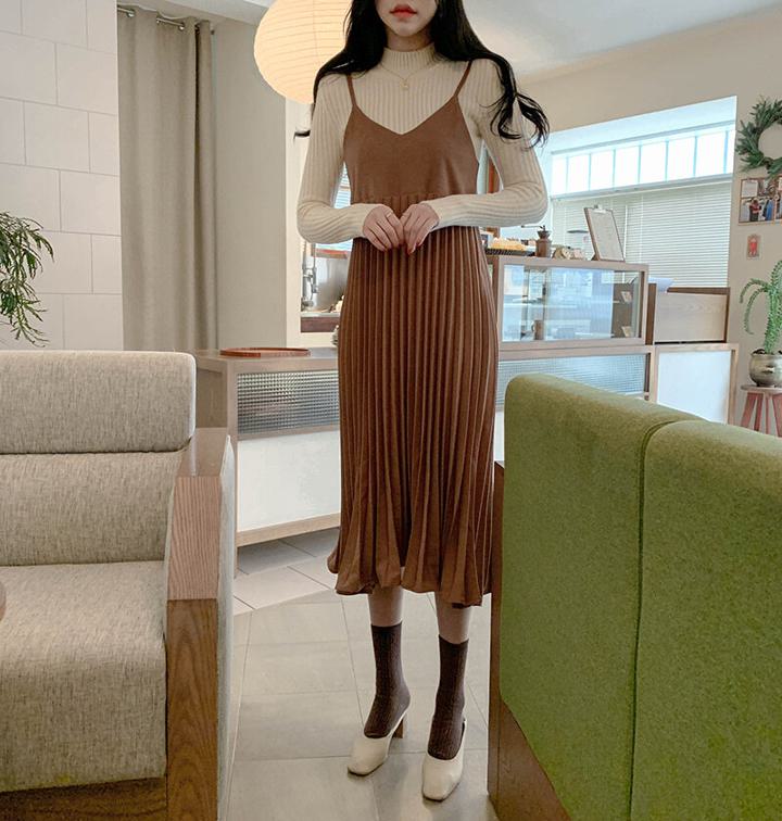 プリーツキャミソールワンピース 3カラー b52