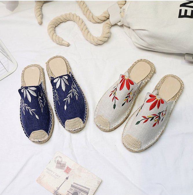 Rakuten - 刺繍ミュールサンダル 2カラー b204