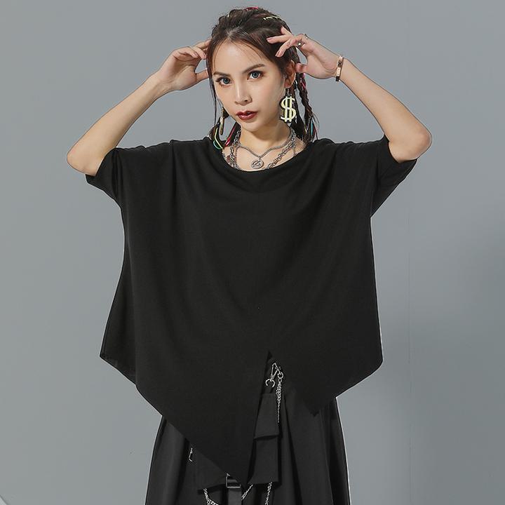 Rakuten - 半袖Tシャツ レディース 春夏コーデ黒 フォーマル 結婚式 きれいめ 個性 非対称 A896