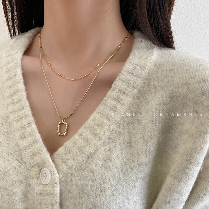Rakuten - ダブルチェーンネックレス 2連ネックレス シンプル ネックレス necklace アクセサリー 2カラー a2169