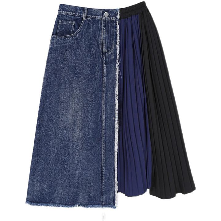 デニムプリーツスカートAラインハイ...