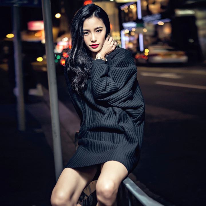 縦縞プルオーバーワンピースミドル丈...