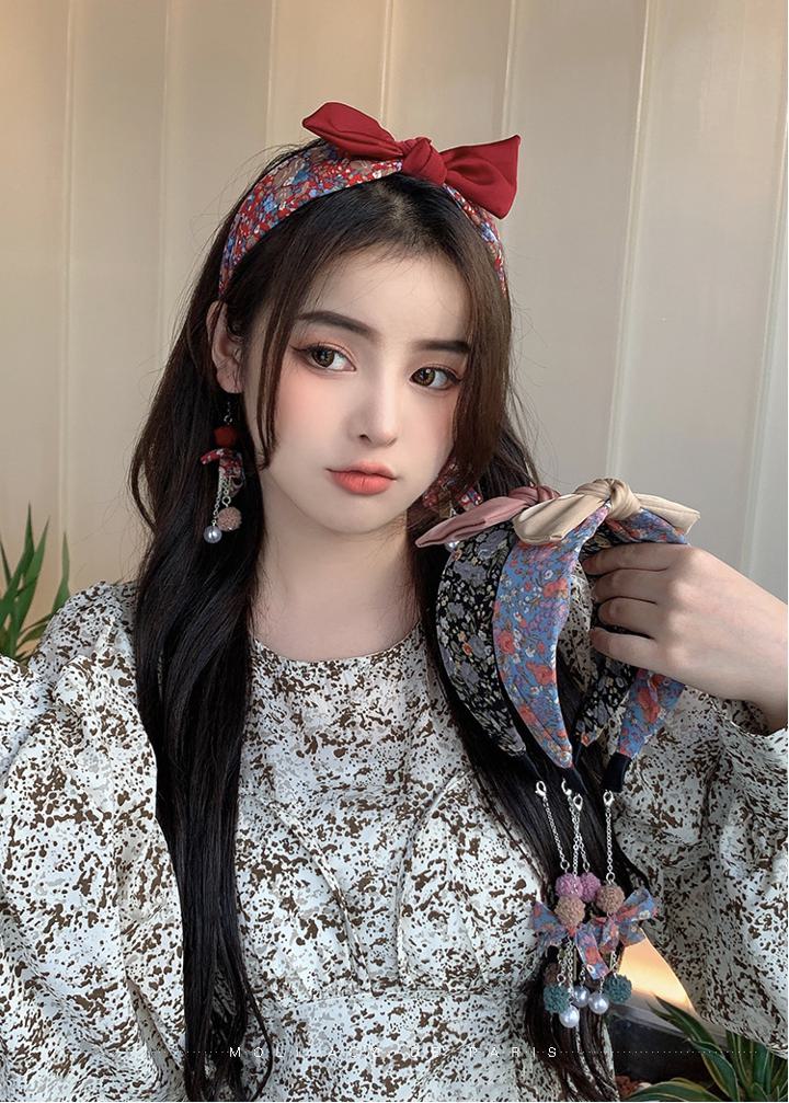 花柄リボンカチューシャ . カチューシャ リボン ヘアアクセサリー 3カラー a3395