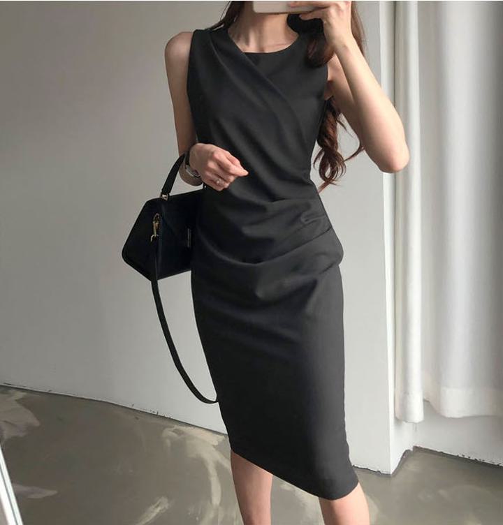 Rakuten - カシュクールノースリーブワンピース 2カラー b296