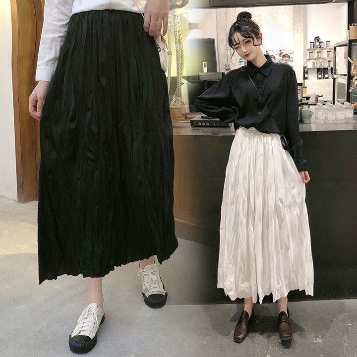 Rakuten - クリンクルスカート 2カラー b374