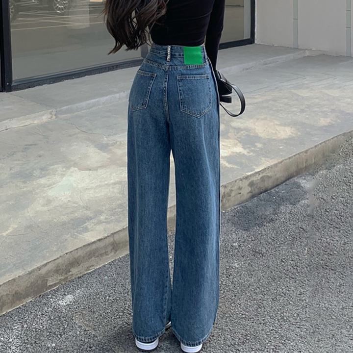 ストレートデニム ストレートジーンズ ハイウエスト デニム ジーンズ ワイドレッグパンツ レディース ロングパンツ レディースパンツ カジュアル a3812