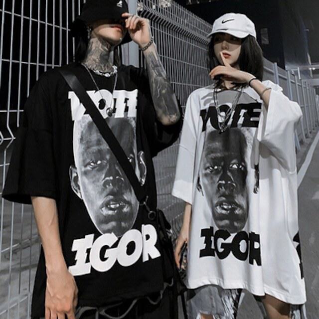 Rakuten - 半袖Tシャツ Tシャツ ボトミングシャツ ルーズ カジュアル ヒップホップ ストリート メンズ レディース ユニセックス m6