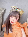 リボン（カチューシャ） 【日本未発売】ビジュー付き リボンカチューシャ カチューシャ ヘアアクセ ヘッドバンド ゴージャス リネンワイド編 C127