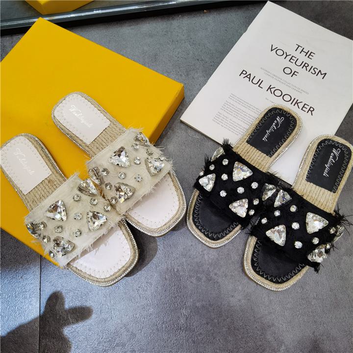 ビジューストーン付き フラットサンダル サンダル オープントゥ ビーチサンダル サマーサンダル フラットシューズ キラキラ 装飾 グリッター ペタンコ スリッパ ぺたんこ ローヒール ベーシック 靴 カジュアル 可愛い 夏 レディース C47