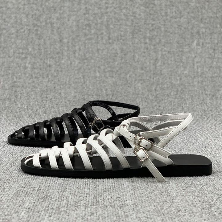 乐天商城 - ストラップサンダル レディース ストラップ フラット サンダル グルカサンダル ぺたんこ 痛くない アミアミ 2カラー a4408