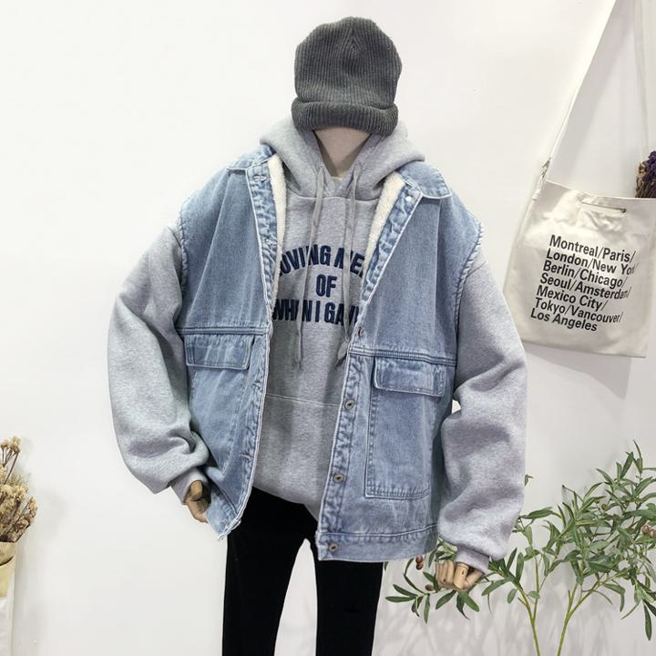 デニムベスト オーバーサイズ トレンドライク 裏起毛 デニム ベスト 暖かい 秋冬 レディース 上着 コート カジュアル 重ね着 アメカジコーデ ストリート ママコーデ デートコーデ お出掛け 2カラー a4482