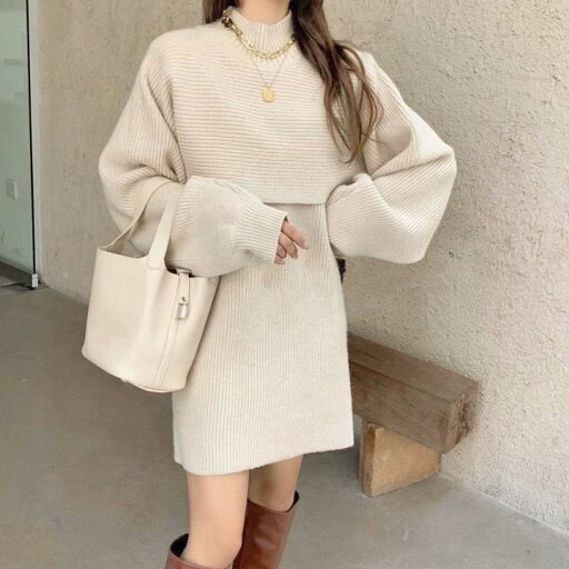 【2点セット】リブニット+ノースリーブワンピース 2点セット ワンピース ハイネック ニットワンピース レディース ニット セーター. ワンピース ノースリーブ C157 【2点セット】リブニット+ノースリーブワンピース 2点セット ワンピース ハイネック ニットワンピース レディース ニット セーター. ワンピース ノースリーブ C157