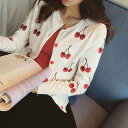 さくらんぼ 刺繍 カーディガン 羽織 柄 サクランボ チェリー レディース A106