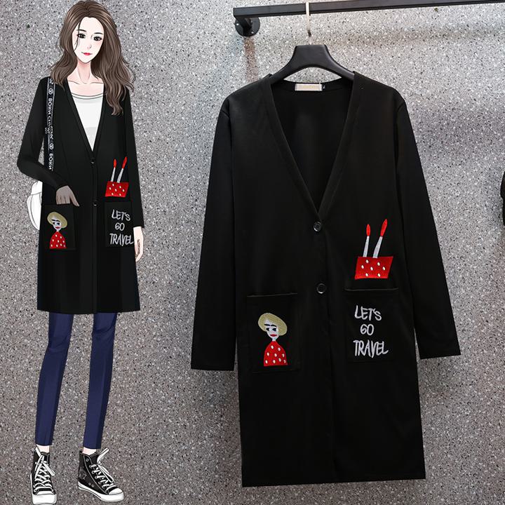 Rakuten - 女性 黒 スリム 刺繍ロングコート A1874
