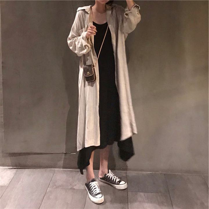 【セットアップ】ロングシャツ＋キャミワンピース ツーピース a177