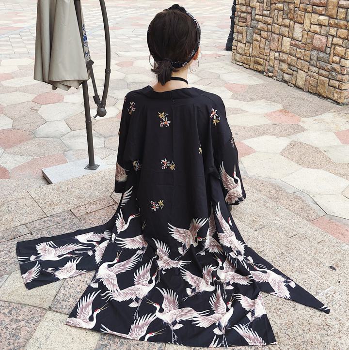 着物風 ロング丈 カーディガン はおり 和柄 レディース トップス ストリート 薄手...