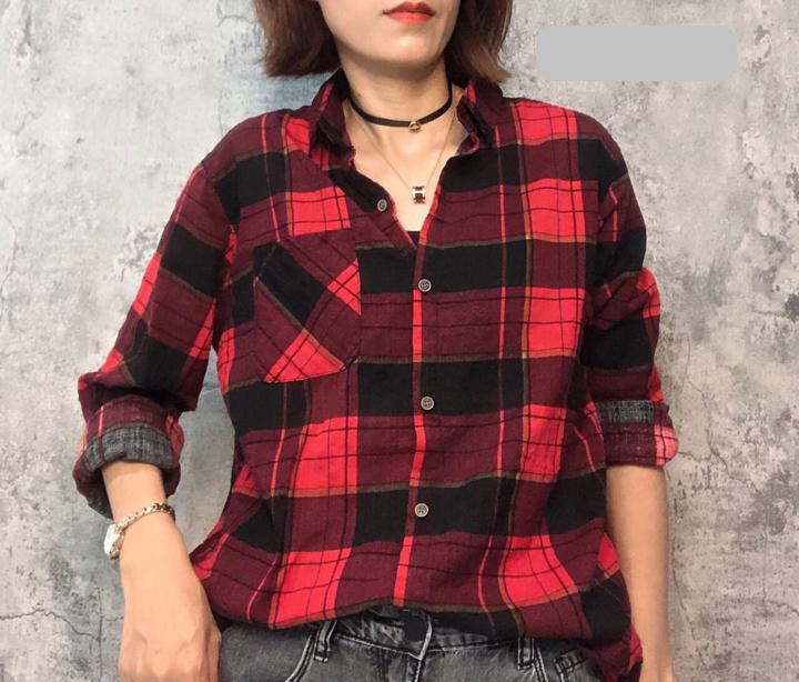 Rakuten - 秋 チェック柄 シャツ ブラウス 女性 タータン 長袖 A611