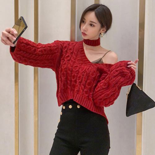 Rakuten - デコルテライン 長袖ニット セーター 秋冬 韓国☆A1165