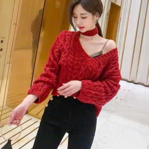 デコルテライン 長袖ニット セーター 秋冬 韓国☆A1165 mcloset3939-10000055 mscloset サンプル画像3