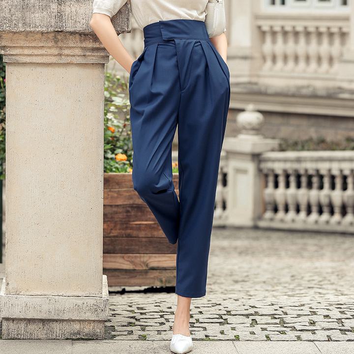 Nylon, Rayon, Polyester - プリーツキャロット ハイウエスト 9分丈 パンツ☆A1206