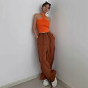 ワイドカーゴパンツ ベイカーパンツ カーゴパンツ 春 夏 秋 レディース ナイロンイージーワイドカーゴパンツ 可愛い 10代 20代 30代 40代 4カラー a4802(4)