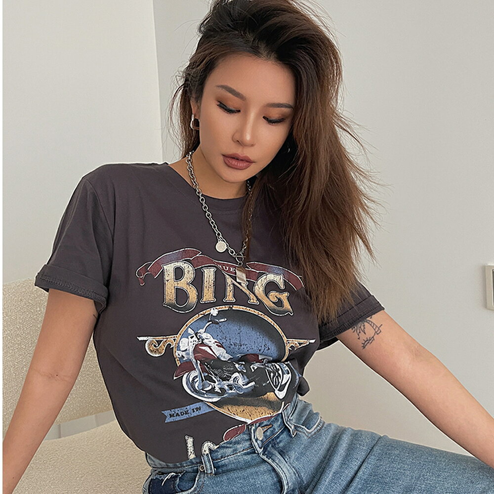 プリントTシャツ 半袖Tシャツ サマー オーバーサイズTシャツ Tシャツ トップス カジュアル ストリートファッション レディース アメカジコーデ 10代 20代 30代 40代 50代 a4797 mcloset3939-10004051 mscloset サンプル画像2