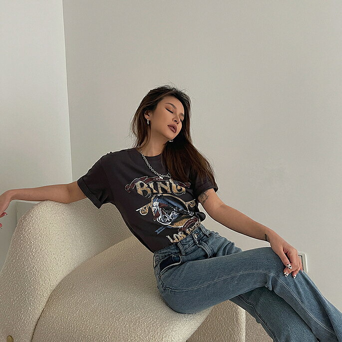 プリントTシャツ 半袖Tシャツ サマー オーバーサイズTシャツ Tシャツ トップス カジュアル ストリートファッション レディース アメカジコーデ 10代 20代 30代 40代 50代 a4797 mcloset3939-10004051 mscloset サンプル画像3