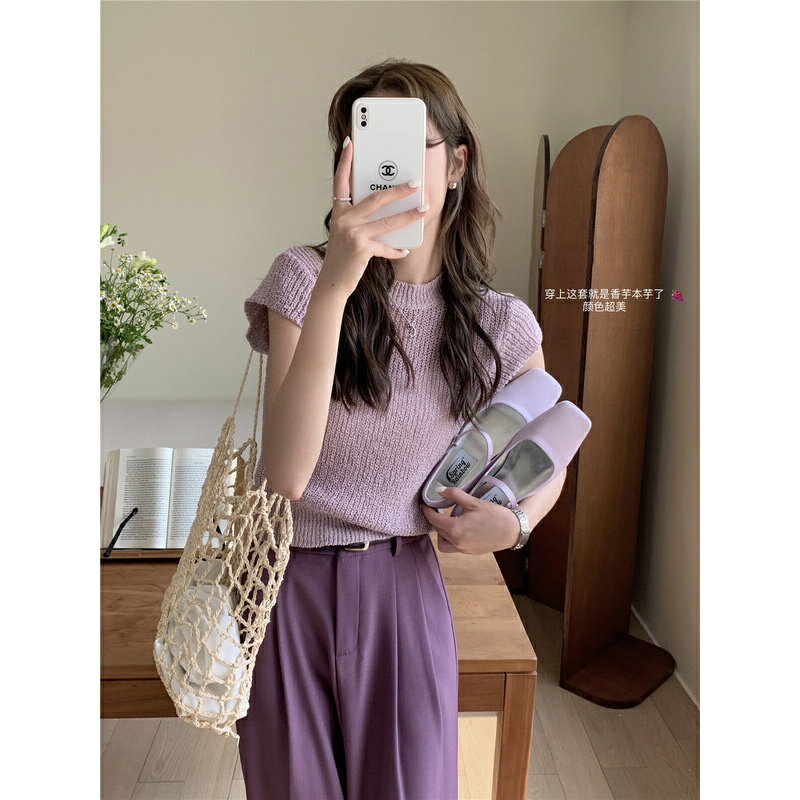 Rakuten - 半袖ニットTシャツ ショートニット セーター トップス ニット レディース ニットTシャツ 半袖 Tシャツ サマーニット 薄手 デート お出掛け 可愛い 10代 20代 30代 40代 a4886